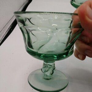 4 Vintage Fostoria Jamestown 4-1/4" Green Champagne Sherbet Goblets Glasses